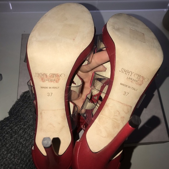 Red strappy jimmy choo heels - Picture 4 of 8